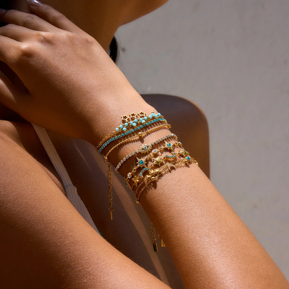 Bracelet J&D Charm en acier inoxydable plaqué or 18 carats avec zircon, chaîne fine minimaliste lisse, bijoux faits à la main